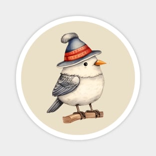 Cute Little Bird Wearing Hat Magnet